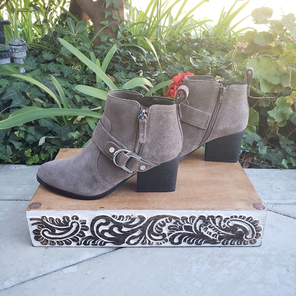 Stylish Marc Fisher Suede Harness Booties - Picture 7 of 10